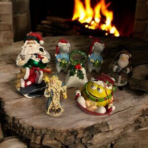 Vtg 8 Ornament LOT‎ Lefton Star Man M&M LANG CHRISTMAS ORNAMENT PATCHWORK SANTA